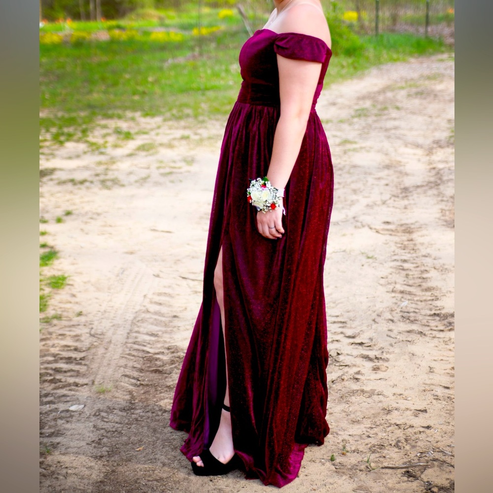 I wore it one time to prom, dry cleaned, no longer need it.